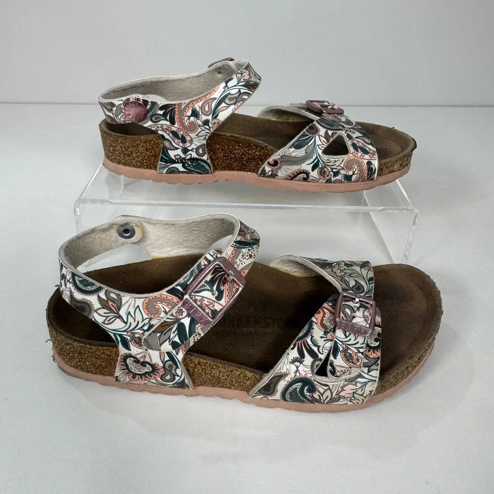 Birkenstock Rio‎ Boys Paisley Floral Cork Footbed Sandals Size 29 EU 11-11.5 US